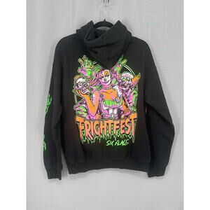 Six Flags Frightfest Hoodie Sweatshirt Mens Medium Black Graphic Halloween Clown
